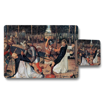 Medieval Knights Battle Scene Placemat And Coaster Set