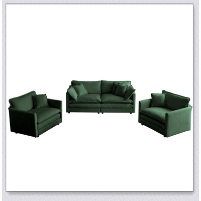 3 Piece Sofa Set with Pillow, Sofa Set Include 2- Piece Of Arm Chair And One 2-Seat Sofa