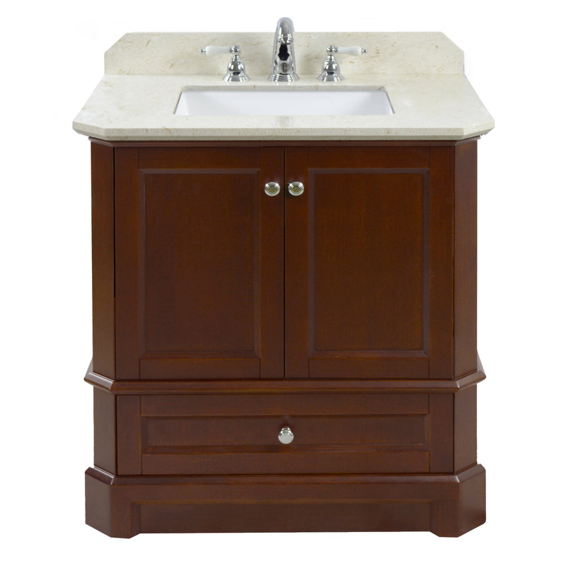 Meuble-lavabo simple 31 po Ellicott, Créma, Noyer brun