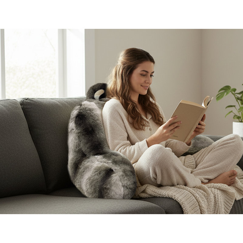Luxury Supersoft Faux Fur Printed Back Support Pillow Cushion , Beige