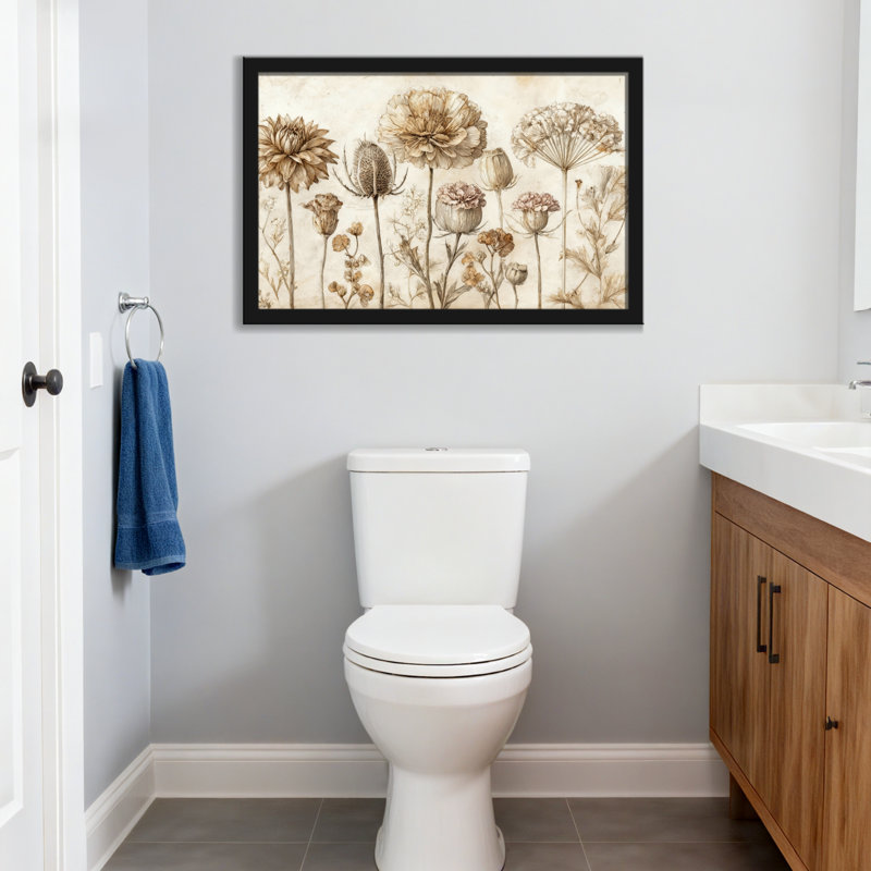 Plantes et fleurs, impression botanique rétro sépia, H 16 po x l 24 po, Toile tendue, Ne s’applique pas
