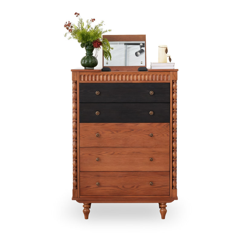Armoire d'appoint en bois de noisette + bois massif noir