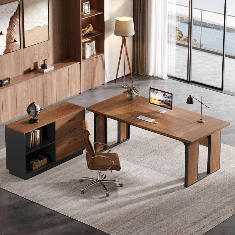 L-Shaped Iron Executive Desk