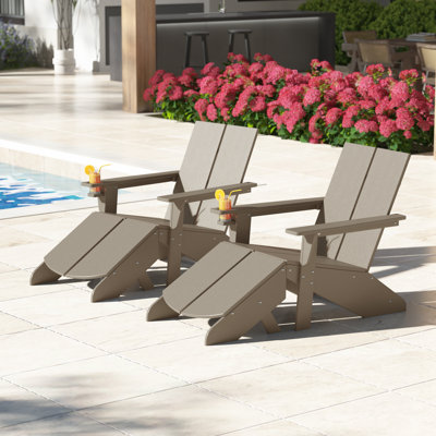 Chaise Adirondack moderne en poly avec repose-pieds (ensemble de 2)