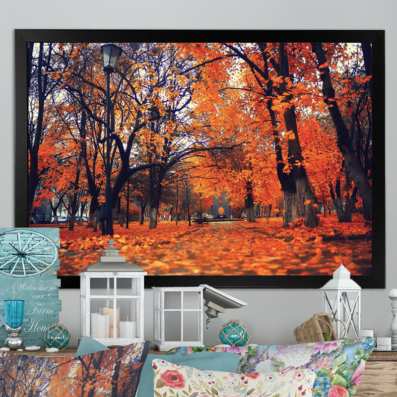 Mystic Orange Fall Forest - reproduction d'art sur toile traditionnelle, H 24 po x l 36 po x P 0,1 po