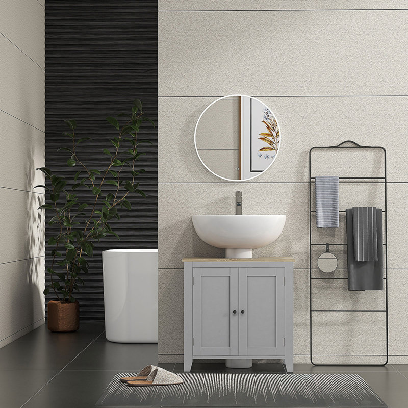 Armoire de salle de bain autoportante Karyah, bois