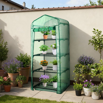 Serre à 4 niveaux 27 po x 19 po x 63 po avec base protectrice en polyéthylène Aoodor