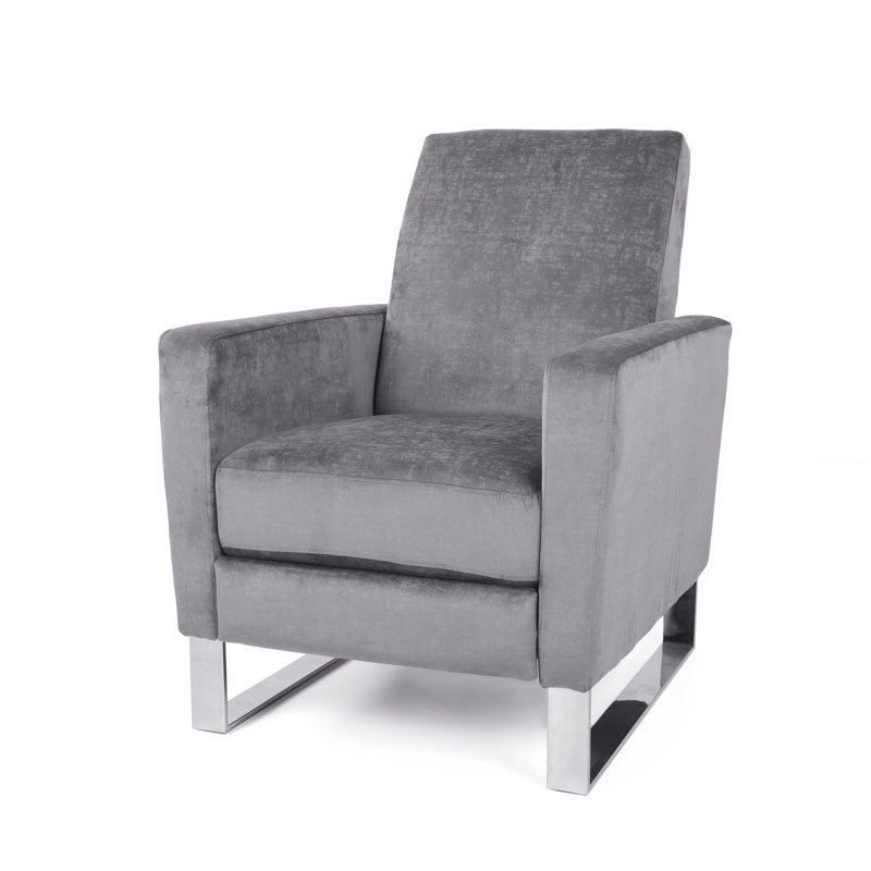 Arvin Push Back High Metal Leg Recliner, Gray