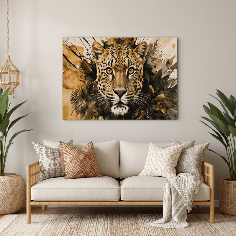 Faune léopard, art mural en métal brun, H 20 po x l 30 po
