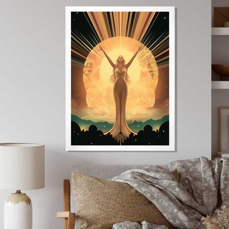 Glorious Art Nouveau Celebration - Art mural femme avant-garde, Cadre simple blanc, H 32 po x l 24 po x P 1 po