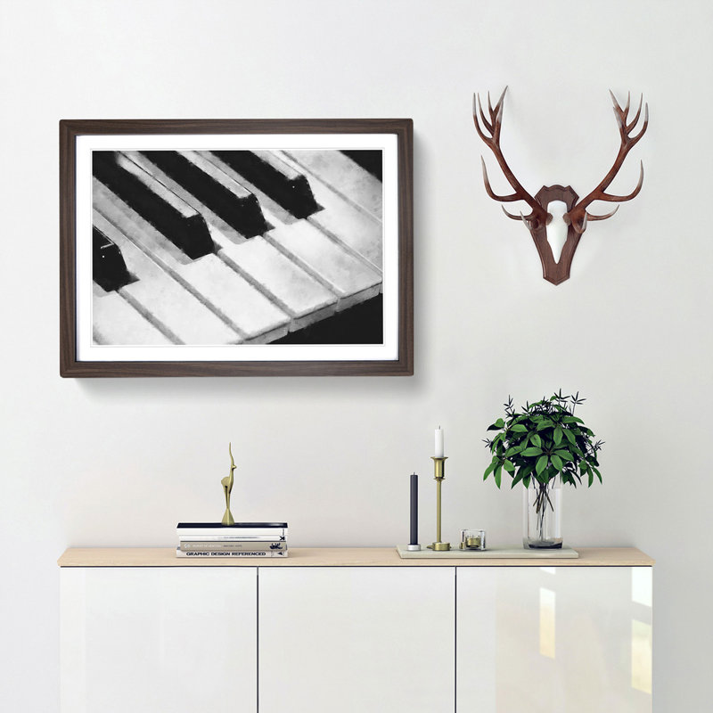 Keyboard Keys - Picture Frame Painting Print, Walnut Framed, 45cm H x 63cm W x 2cm D
