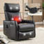 Fauteuil inclinable manuel en faux cuir avec massage à la chaleur et à bascule-128588051