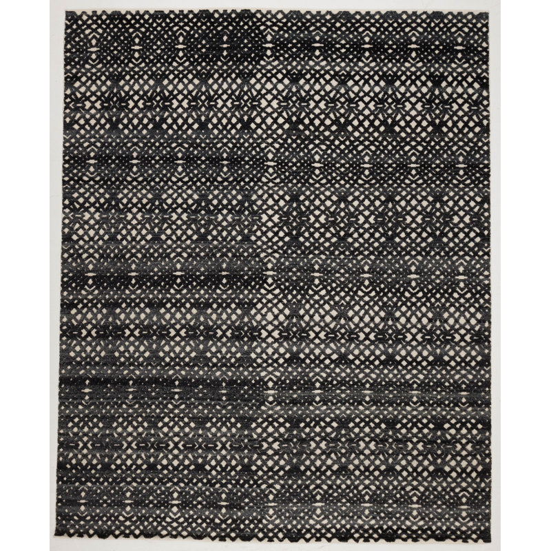 Handmade Cotton and Silk Geometric Area Rug