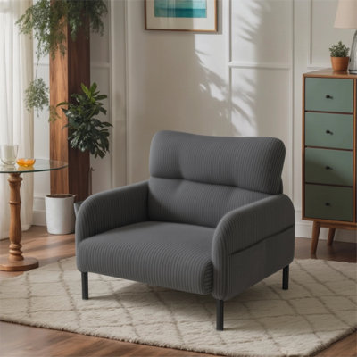 Chaise d'appoint rembourrée en velours côtelé Modern