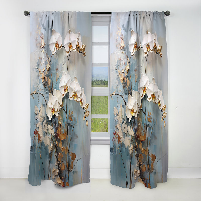 Bystrom - Rideau orchidées - Rideau occultant à motif floral - 1 panneau, L 52 po x L 108 po