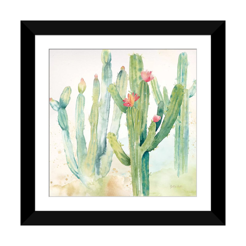 «Cactus Garden II», reproduction sur toile, Papier d'art encadré noir, H 24 po x l 24 po x P 1 po