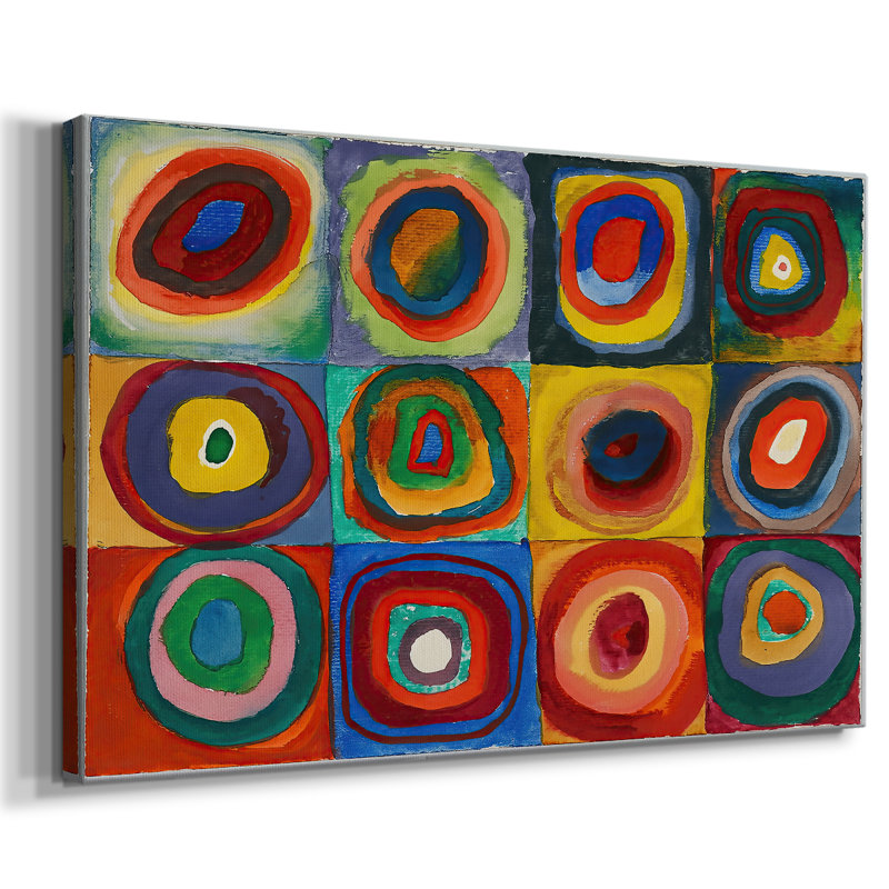 Étude de couleur: carrés avec cercles concentriques - Wassily Kandinsky - Toile tendue avec châssis - 1913, 18x27