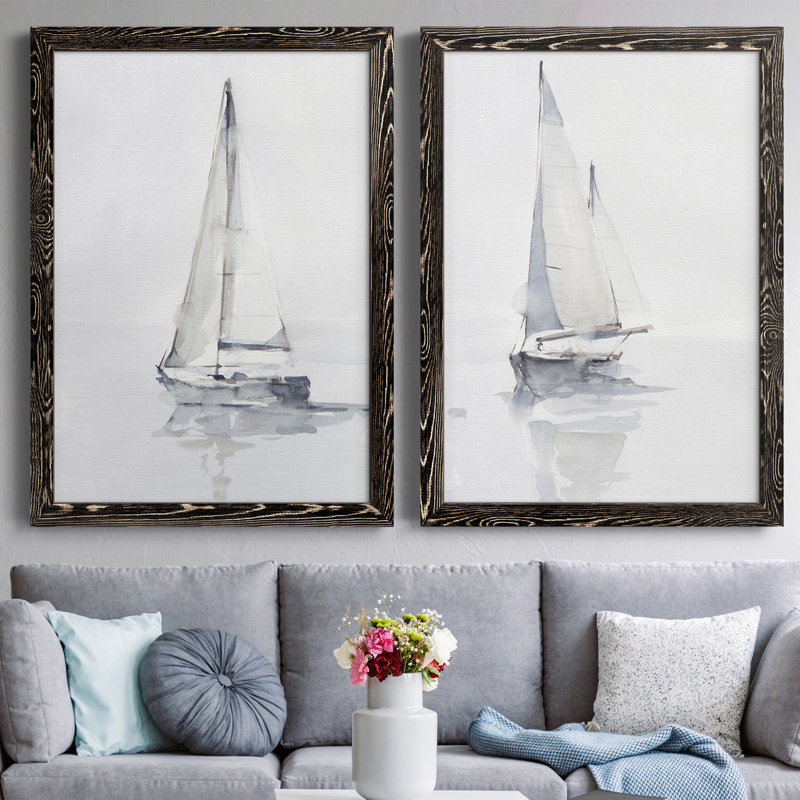 Alfhild Misty Harbor I, toile encadrée de qualité supérieure - prête à être accrochée, Toile encadrée, H 31,5 po x l 47 po