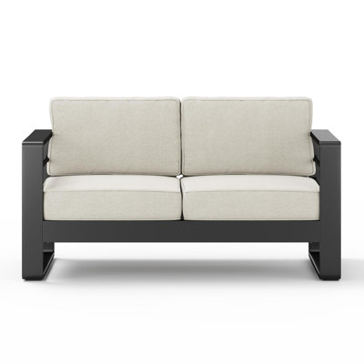 Causeuse, finition noire avec coussin beige