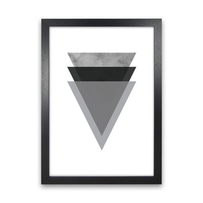 Geometric Grey And Black Triangles - Print