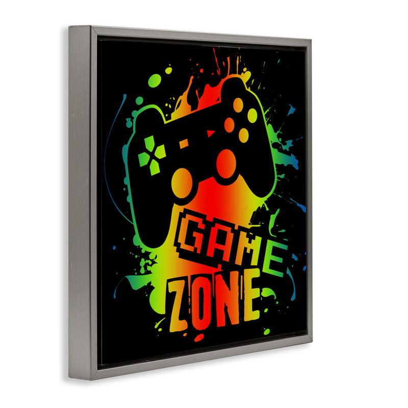 Cadre flottant Gradient Gaming Zone, design par Marcus Prime, H 18 po x l 18 po, Cadre flottant gris lustré