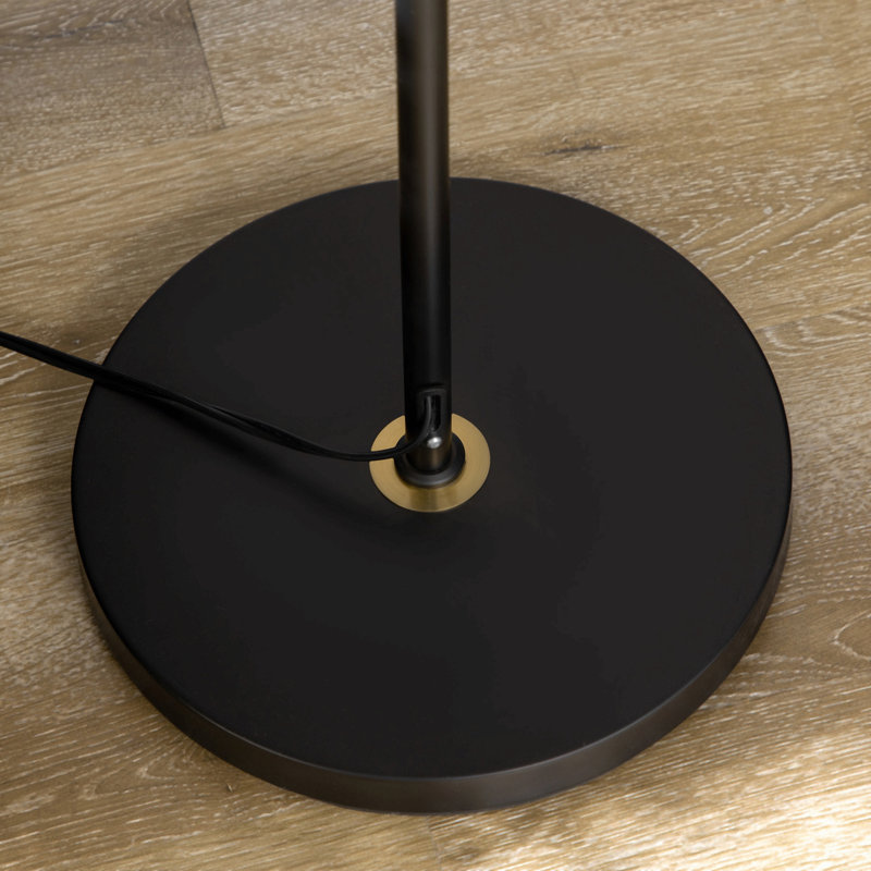 Lampe sur pied DEL en métal doré avec table d'appoint