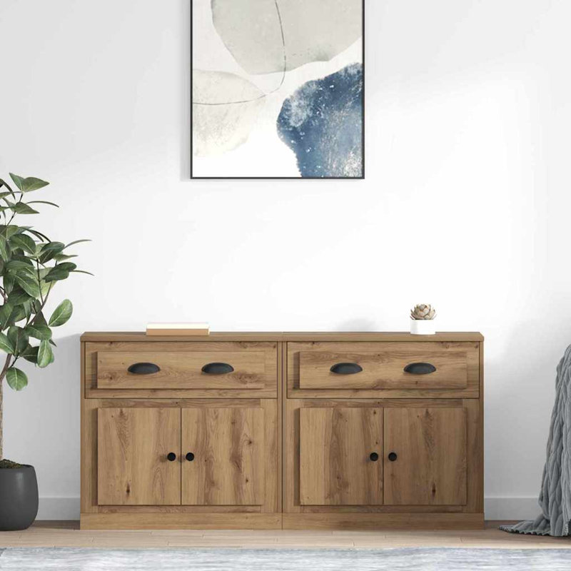  Sideboards With Drawer 2 Pcs Artisan Oak 70 X 35.5 X 67.5 Cm, Artisan Oak