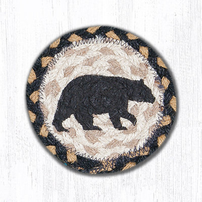  Apple Printed Coaster – 5" H Braided Jute Table Accent with Country Farmhouse Style