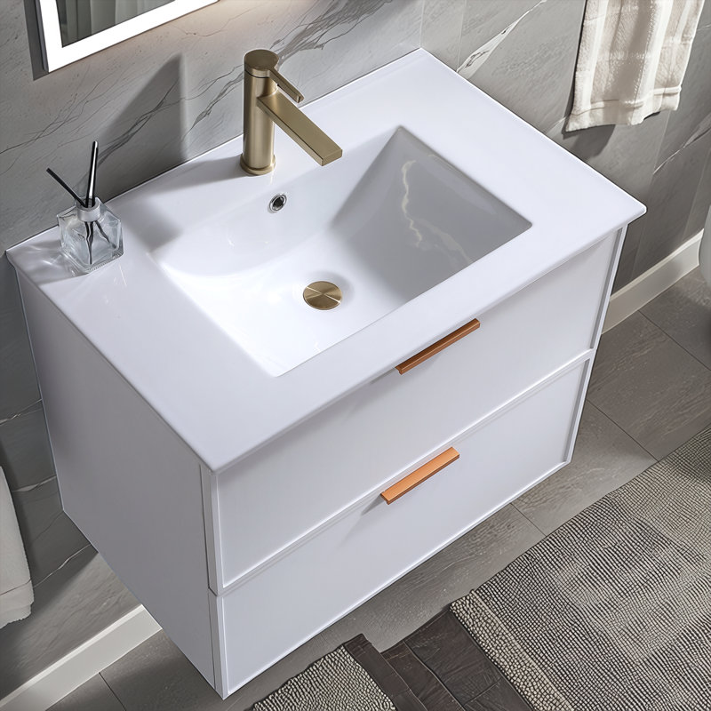 Ensemble de meuble-lavabo mural moderne 30 po blanc