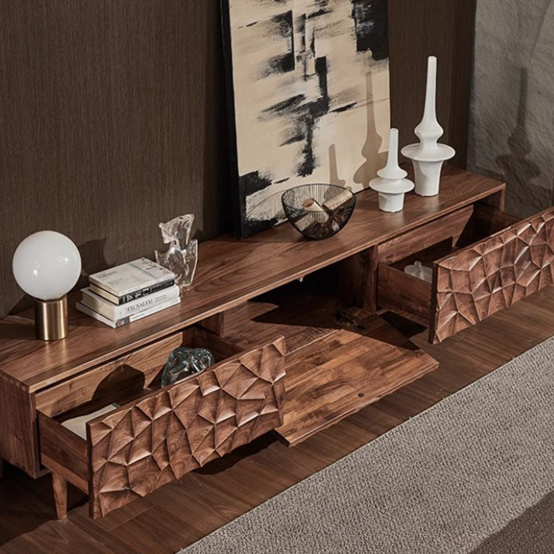 Solid Wood Simplistic TV Cabinet for Living Room H, 19.68" H x 86.61" W x 16.92" D