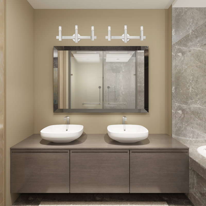 Éclairage pour salle de bain 3 lumières en chrome poli à intensité variable Annies, Nickel brossé