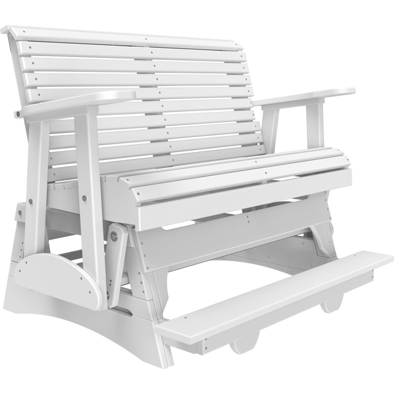 Banc d'extérieur coulissant en polywood, Blanc