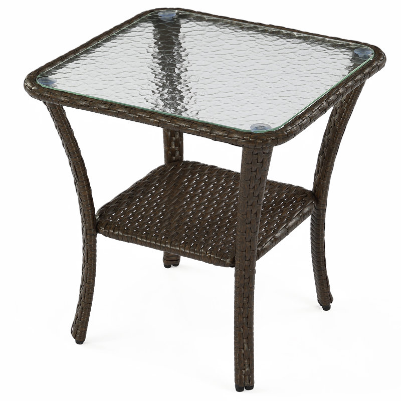 Hand-woven Pe Rattan Double-layer Side Table