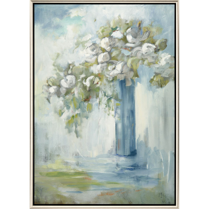 Warm Silver Floater Frame Floral Canvas Wall Art