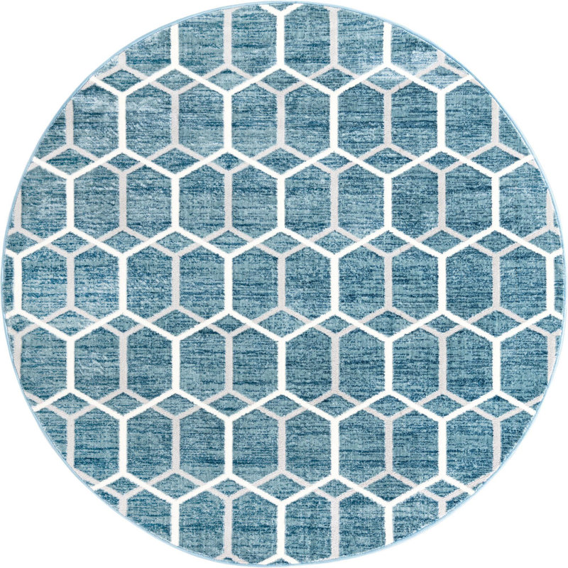 Eshin Geometric Indoor Rug, Round 7'