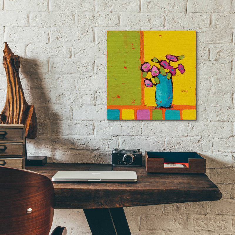 «Turquoise Vase Bright» par Phyllis Adams, H 12 po x l 12 po x P 0,13 po