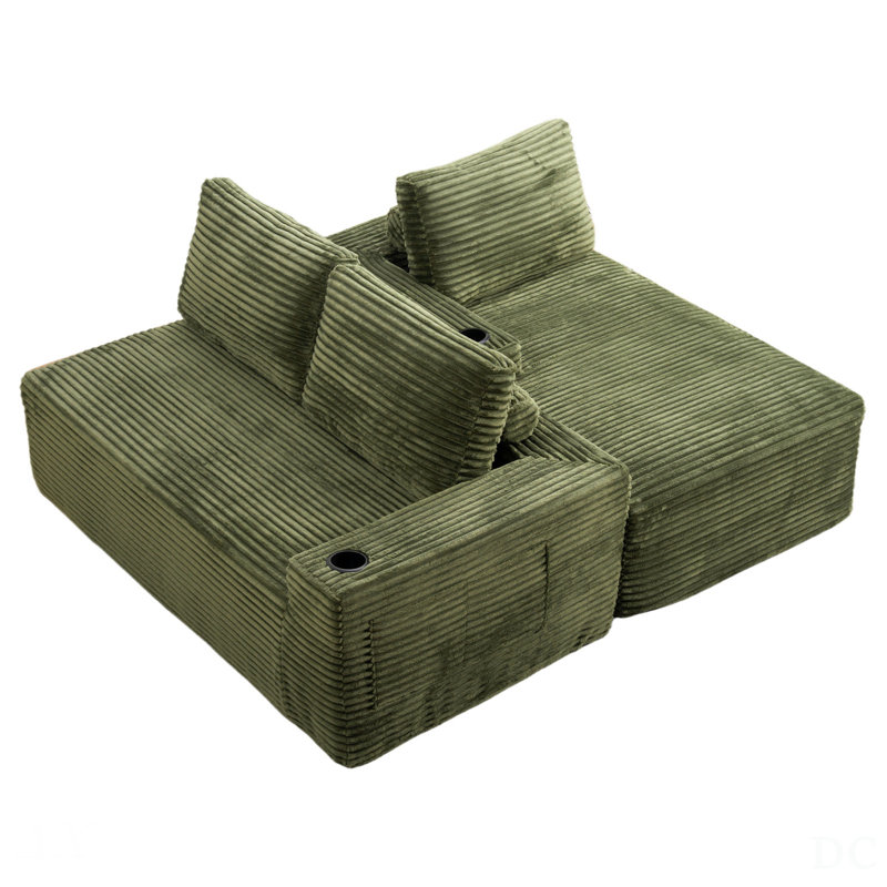 104 Inch Cloud Sectional Couch, Modern Modular Sofa With Deep Seat And L-Shape Chaise, Corduroy Fabric, No Assembly Required