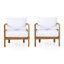  Ensemble de 2 fauteuils club en bois d'acacia avec coussins imperméables, siège profond pour l'extérieur, teck et beige