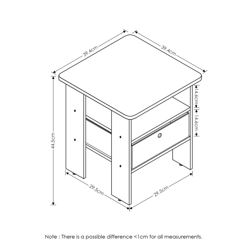 Joseph Side Table Nightstand with Bin Drawer, 2 per set, Pink