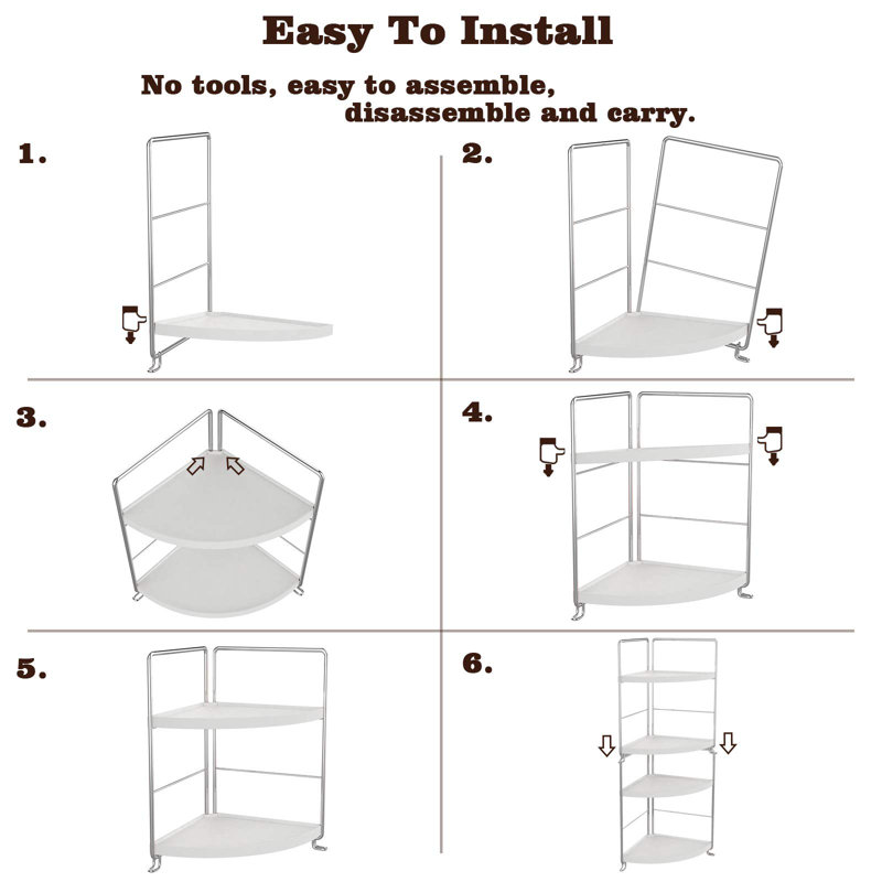 2 Tier Kitchen Spice Rack Vertical Shelf, Corner Storage Rack, Silver