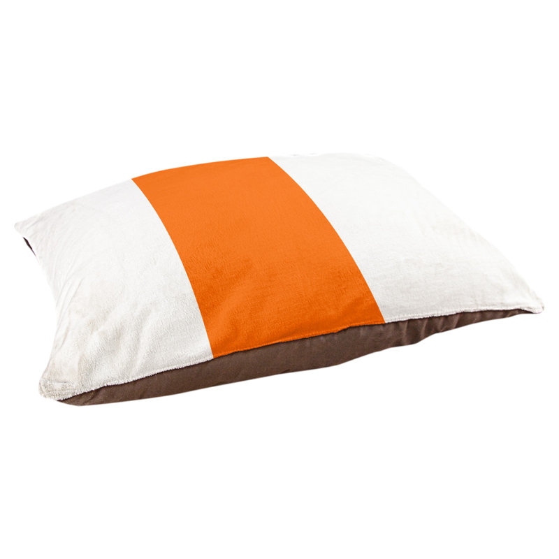 Coussin rectangulaire designer Miami, Grand (L 40 po x l 50 po), Blanc / rouge orangé / blanc
