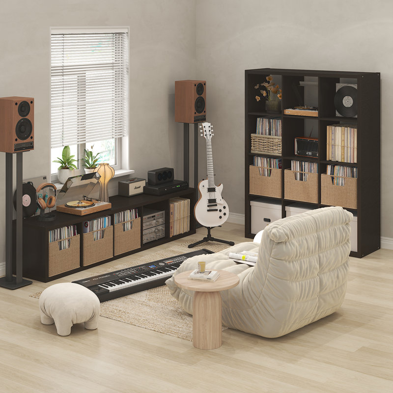 Tanvee 182.7cm H Media Shelves, Dark Oak