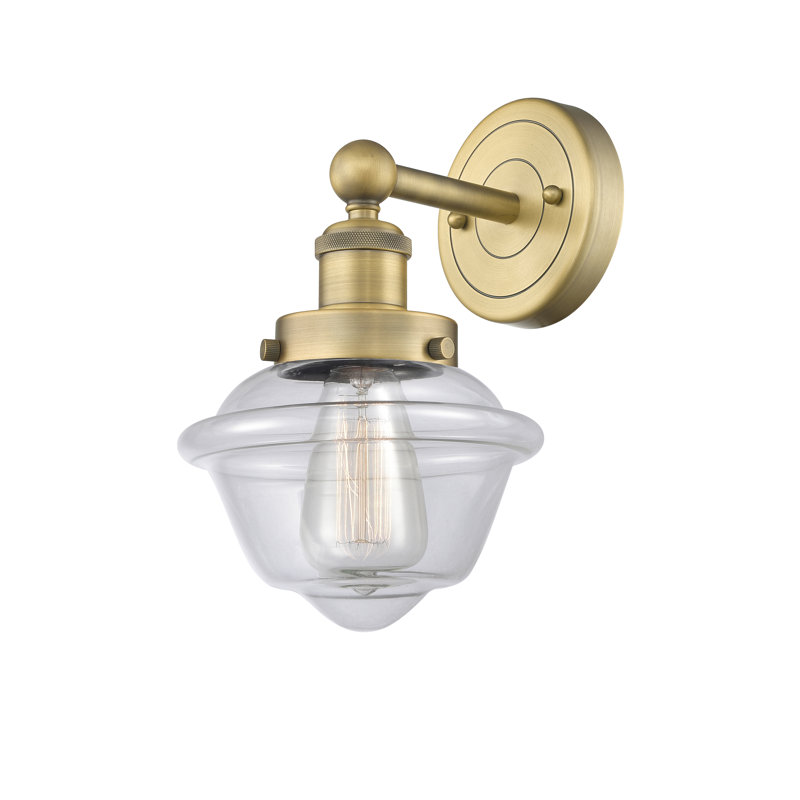 Wimer Armed Sconce, Clear, Brushed Brass