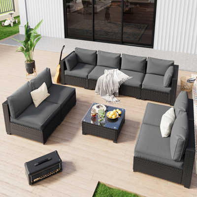 Canapé modulaire de conversation pour 8 personnes avec coussins épais