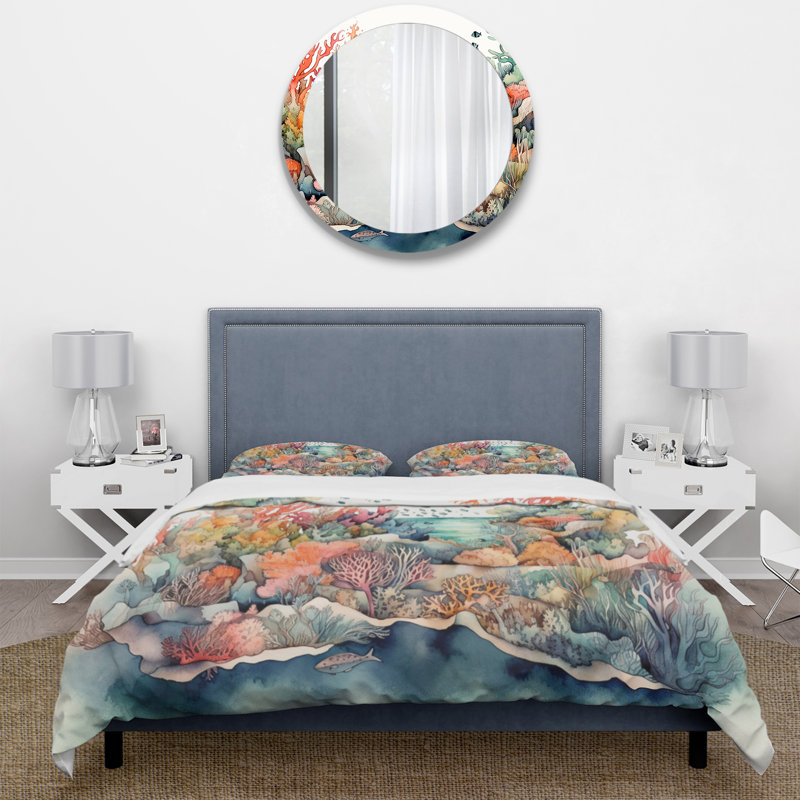 Ensemble de housse de couette en microfibre / polyester Vibrant Coral Reef II Bedding