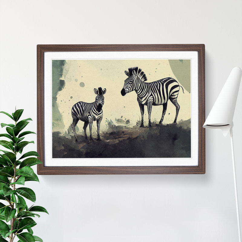 Zebra Vol.2 - Single Picture Frame Painting, 46cm H x 64cm W x 2cm D, Walnut