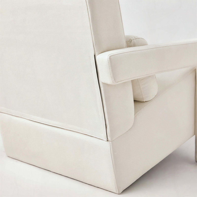 Fauteuil d'appoint en lin avec support lombaire ergonomique, Beige