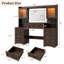 Bureau de meuble-lavabo 60 po avec miroir lumineux, plateau en verre trempé, prise de courant, 8 tiroirs et 2 armoires lumineuses RVB-1646215494