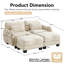 Canapé ergonomique courbé beige en chenille l 70,85 po avec coussins et 2 repose-pieds