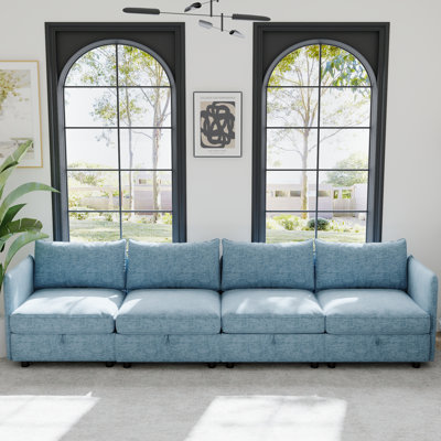 Modular Sectional Sofa, Convertible Sofa Seat With Storage, Sleeper Sectional Sofa Set, Fabric Flexible Modular Combinations for Living Room